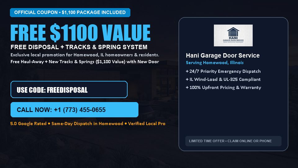 FREE Old Door Haul-Away & Heavy-Duty Tracks in Homewood, IL - Hani Garage Door Service